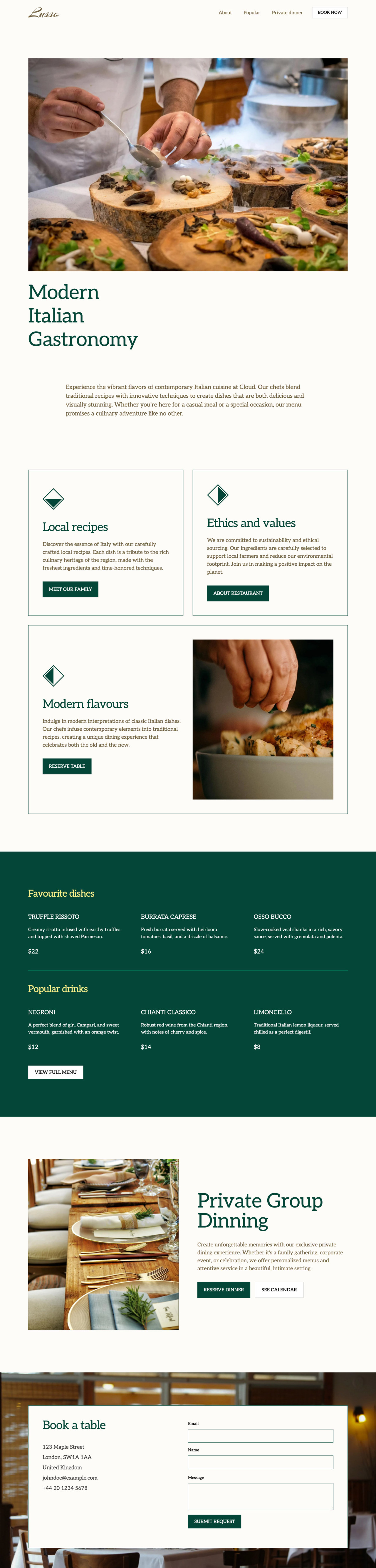 Restaurant template - Made by MailerLite