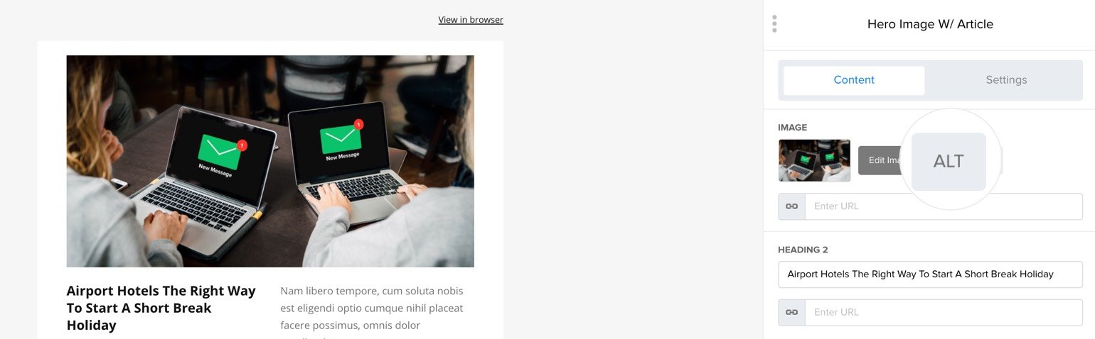 Inserting ALT text in MailerLite app