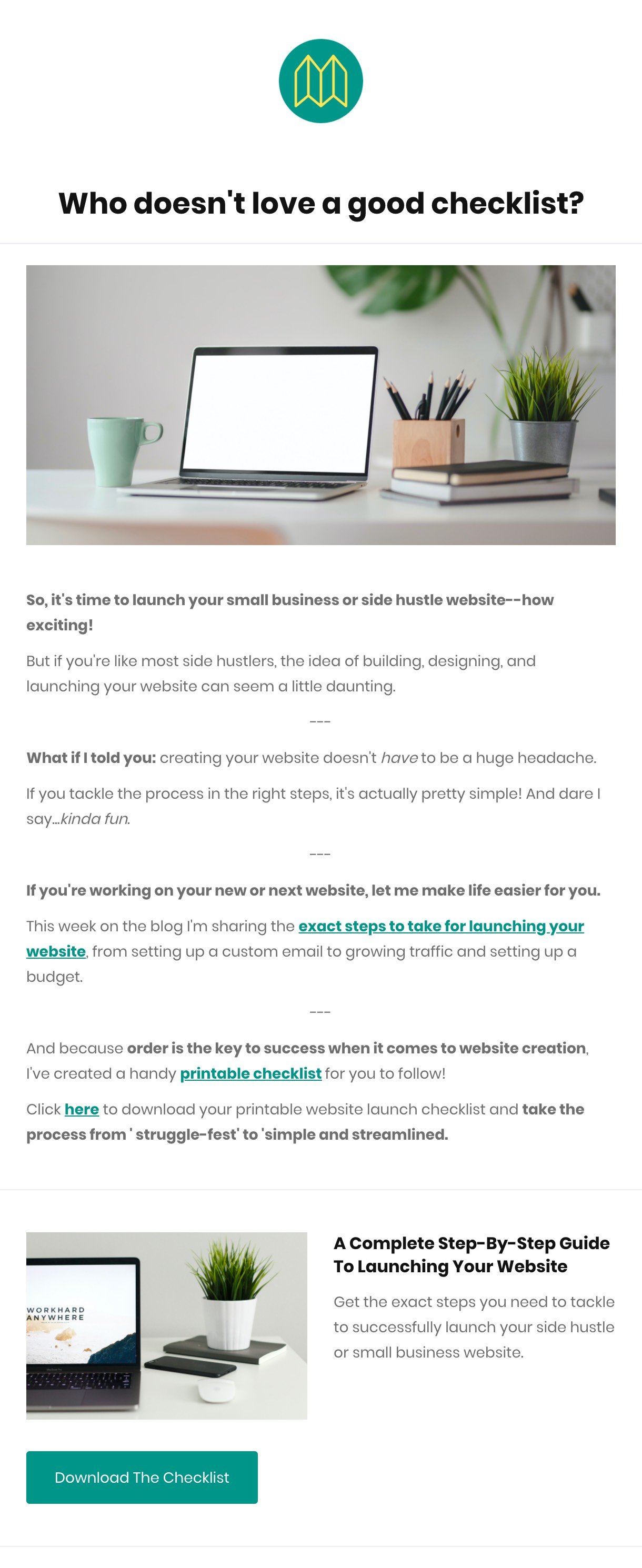 Goal Mapper LLC blogger newsletter example - MailerLite