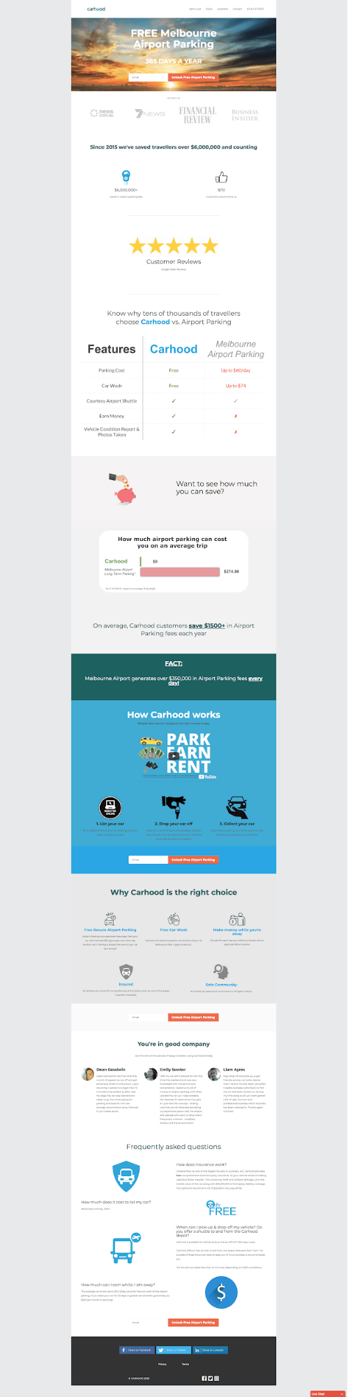 car hood landing page optimization example