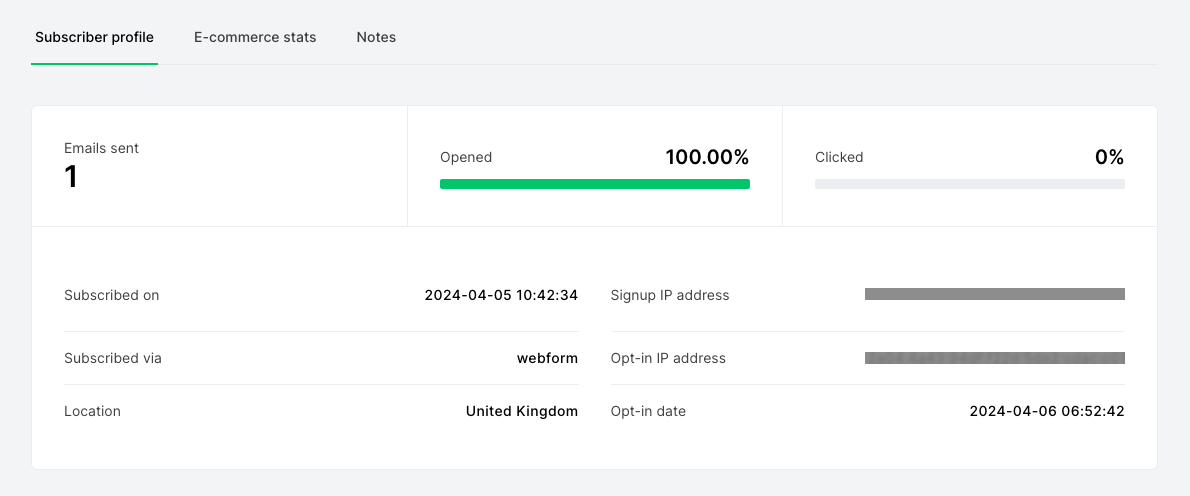 Subscriber information in MailerLite