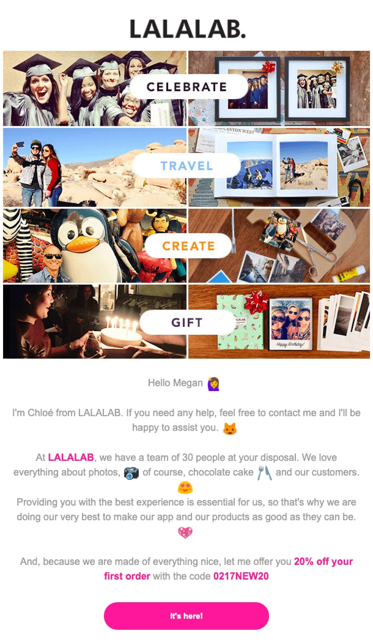 LALALAB ecommerce welcome email example